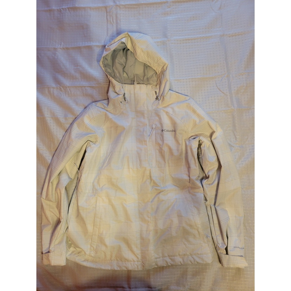 Columbia Interchange Jacket Womens XL White Plaid Omni-Tech Shell WK0635